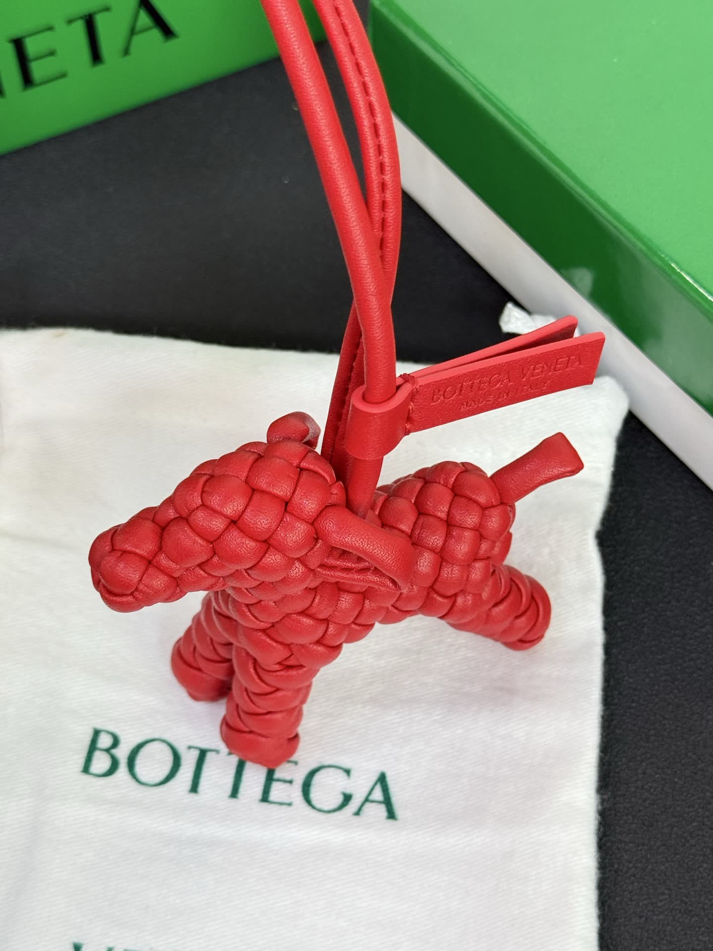 Bottega Veneta Red Leather Dog Charm
